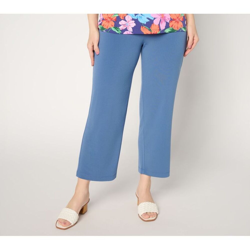 Susan Graver Women's Petite Pants PXL Essentials Liquid Knit AntiqueBlue A390514